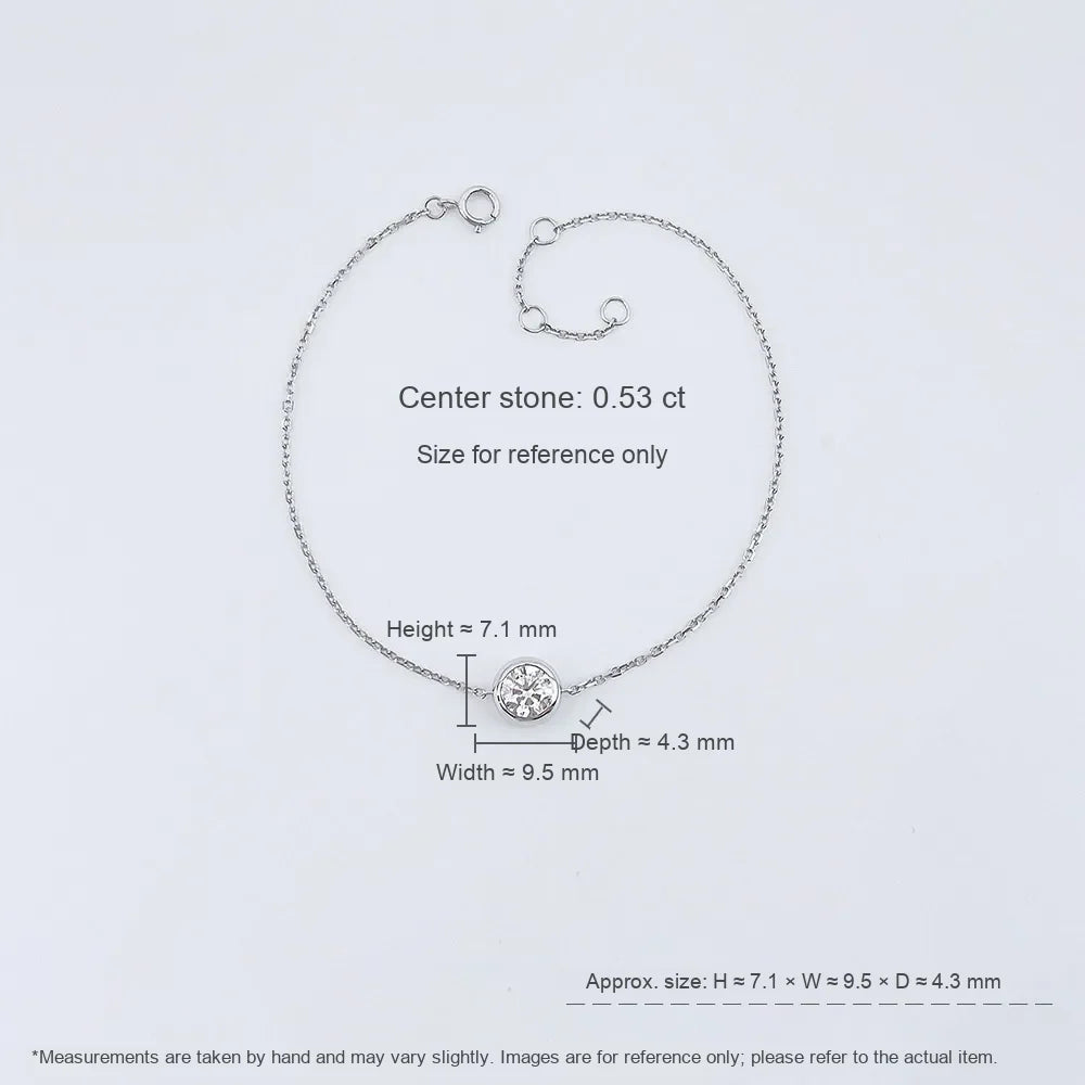 0.53 ctw Minimalist Adjustable Round-Cut Lab-Grown Diamond Bracelet in 18K White Gold