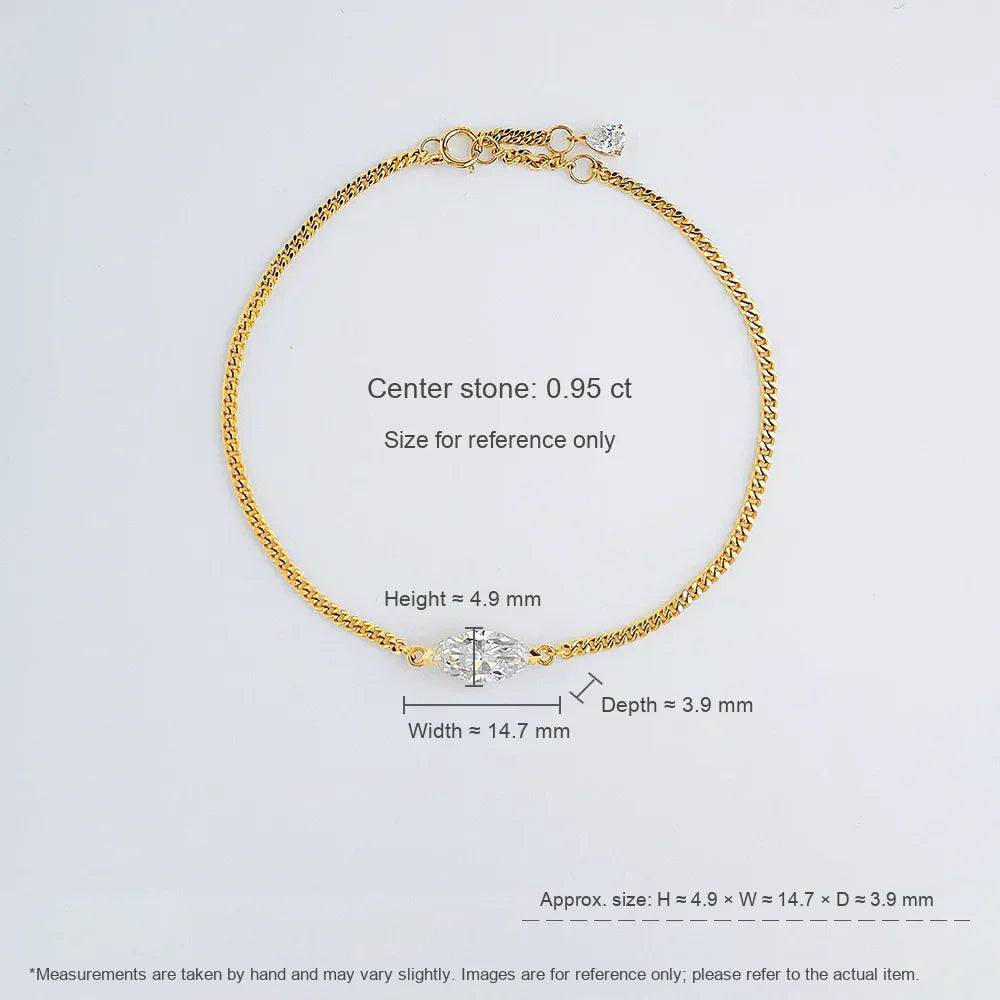 0.66 ctw Minimalist Marquise-Cut Lab-Grown Diamond Bracelet in 18K Yellow Gold