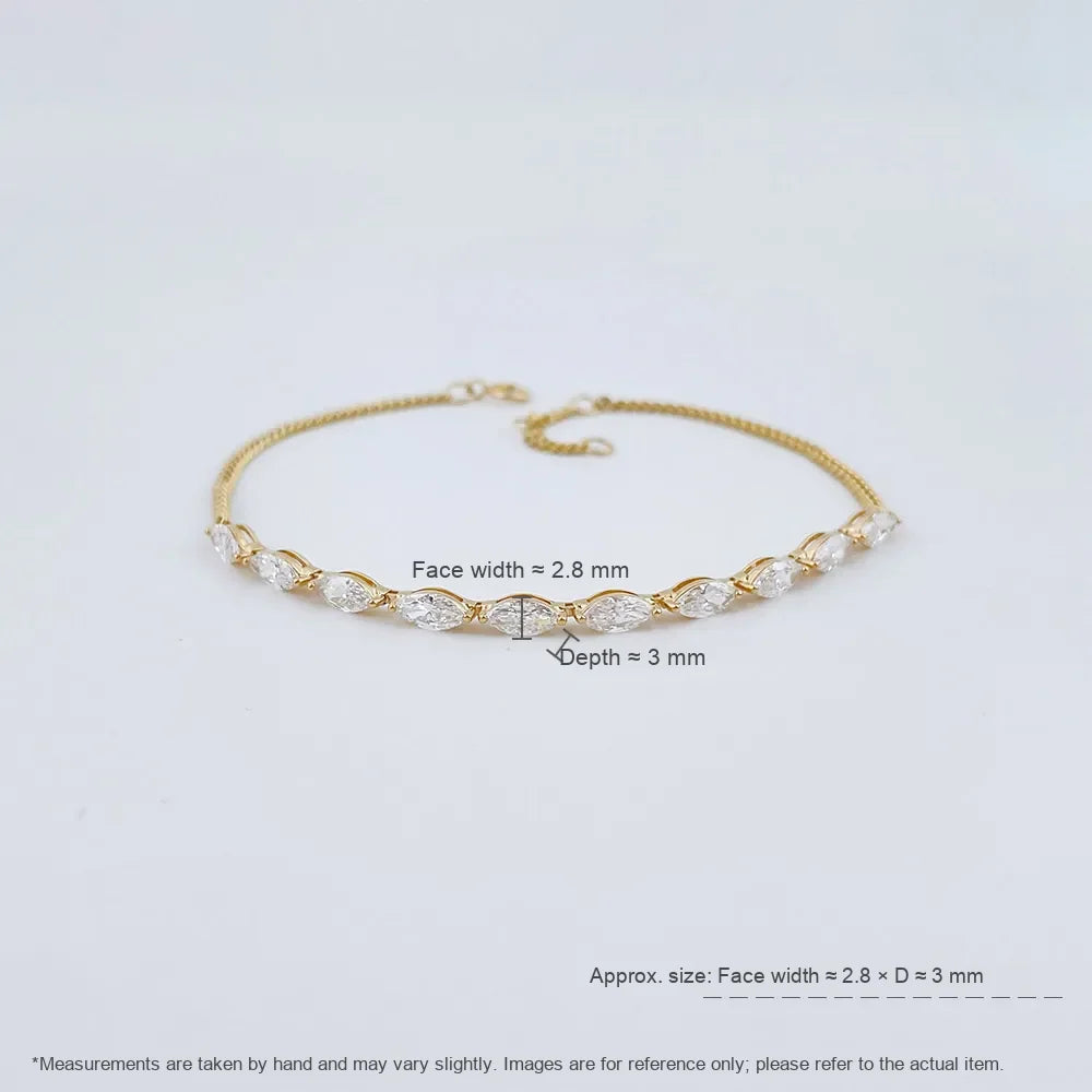 1.49 ctw Minimalist Marquise-Cut Lab-Grown Diamond Bracelet in 18K Yellow Gold