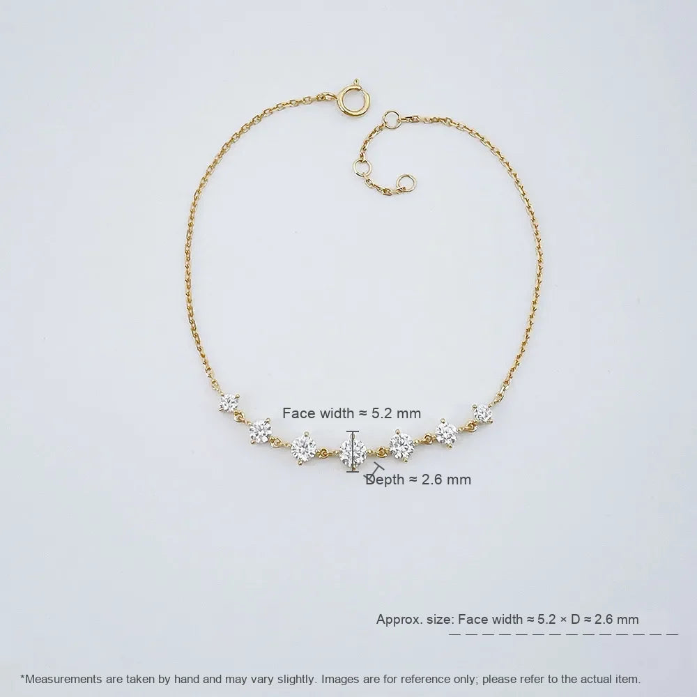 0.89 ctw Celestial Adjustable Round-Cut Lab-Grown Diamond Bracelet in 18K Yellow Gold