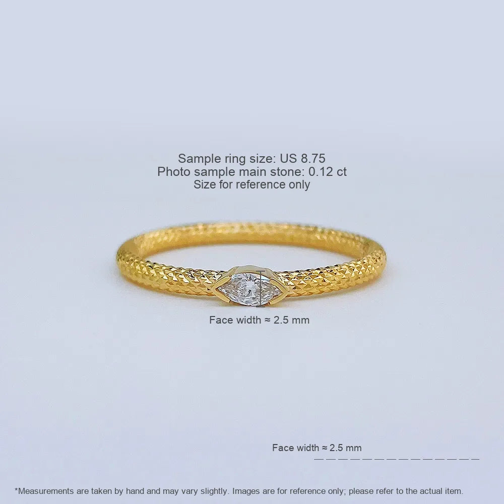 0.12 ct Minimalist Marquise-Cut Lab-Grown Diamond Ring in 18K Yellow Gold – APYCR0001A-Y
