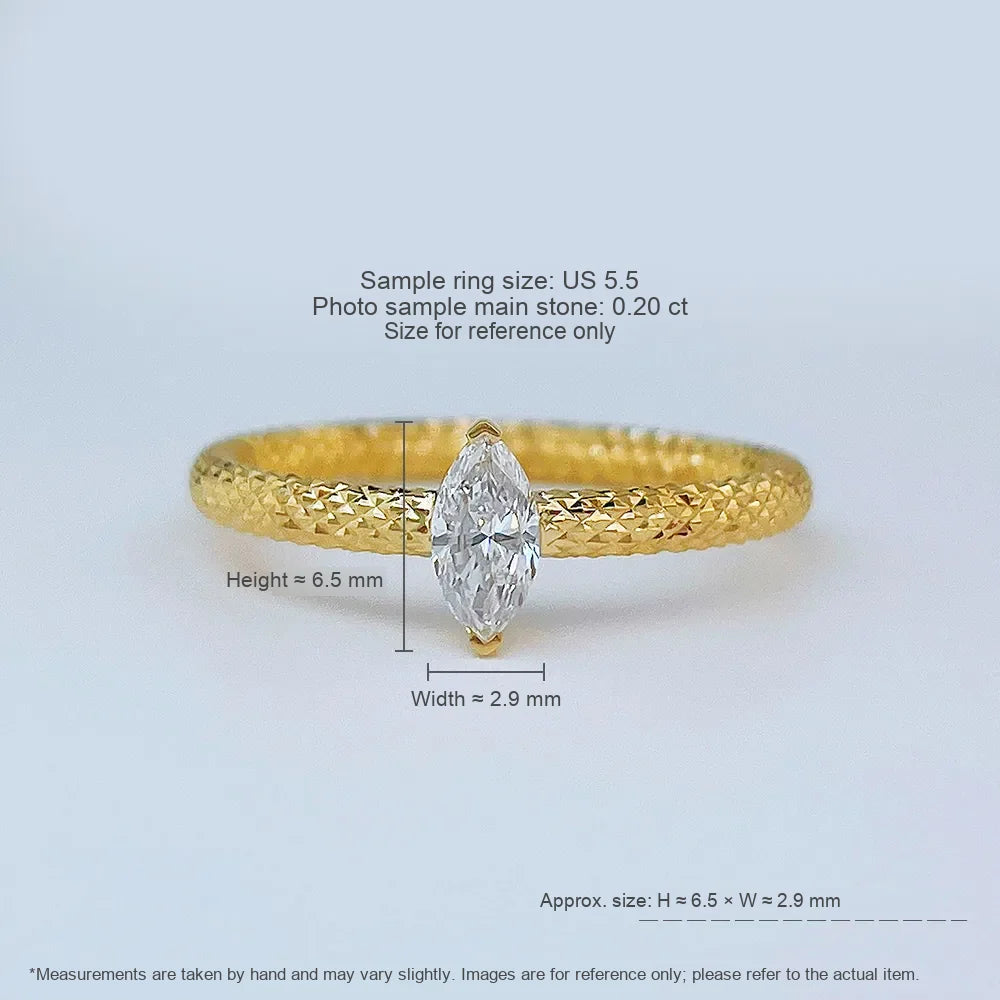 0.21 ct Minimalist Marquise-Cut Lab-Grown Diamond Ring in 18K Yellow Gold – APYCR0001B-Y