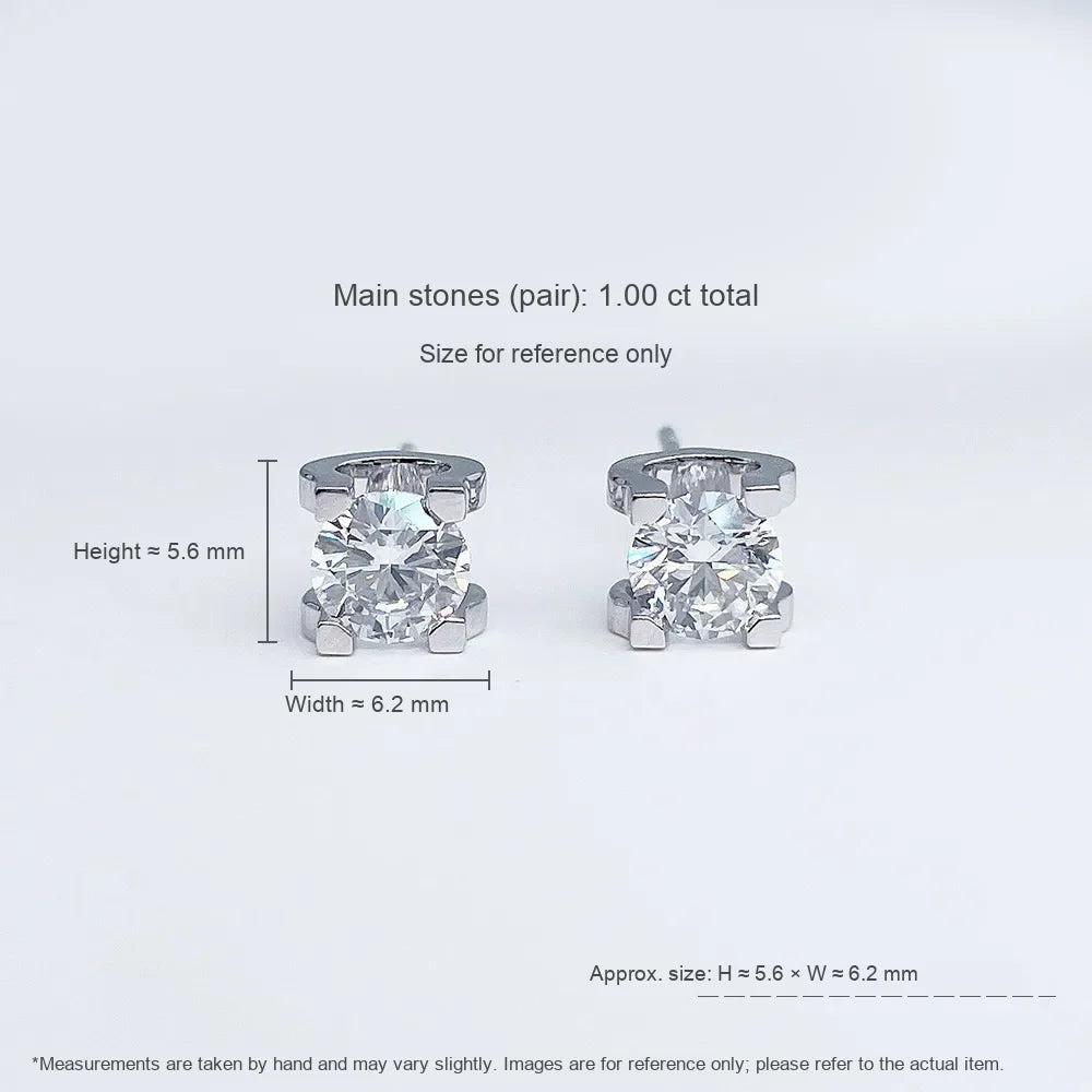 1.05 ctw Four-Prong Round-Cut Lab-Grown Diamond Stud Earrings in PT950 Platinum
