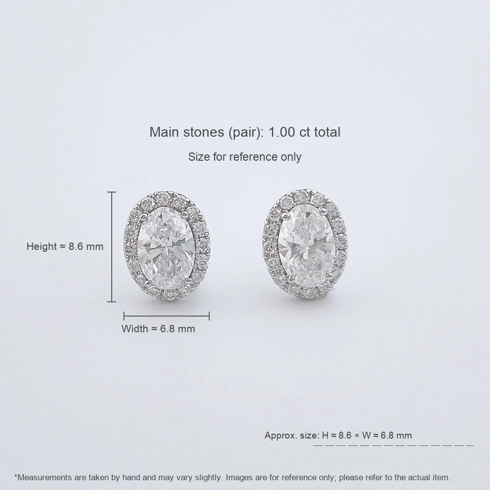 1.05 ctw Celestial Adjustable Oval-Cut Lab-Grown Diamond Stud Earrings in 18K White Gold