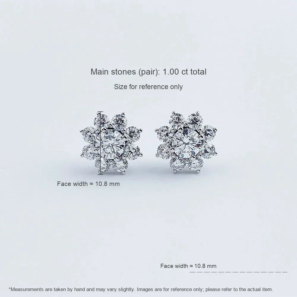 1.04 ctw Snowflake Round-Cut Lab-Grown Diamond Earrings in PT950 Platinum