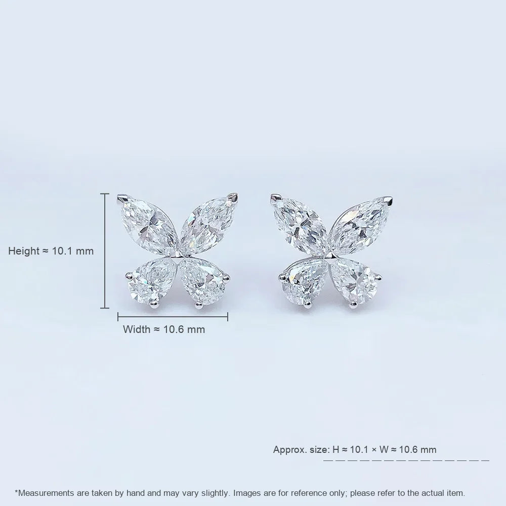 2.19 ctw Butterfly Mixed-Cut Lab-Grown Diamond Earrings in PT950 Platinum