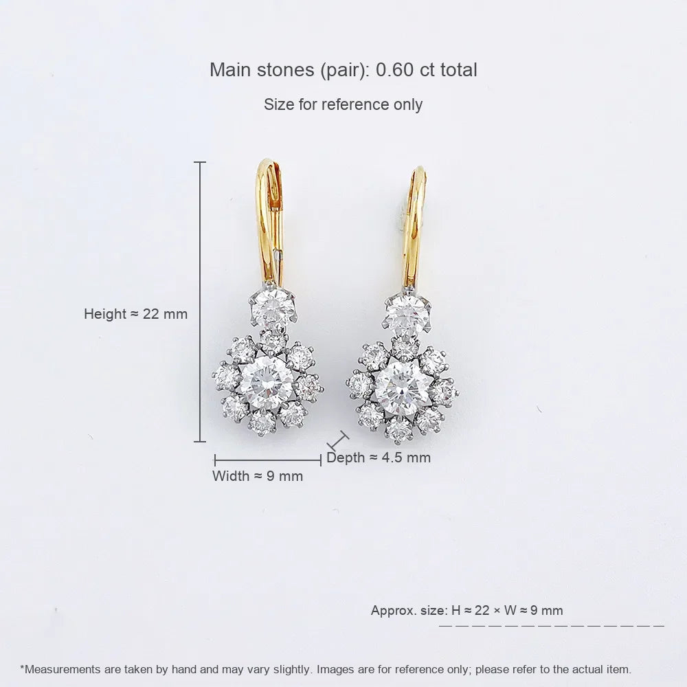 0.6 ctw Floral Round-Cut Lab-Grown Diamond Earrings in 18K Two-Tone Gold