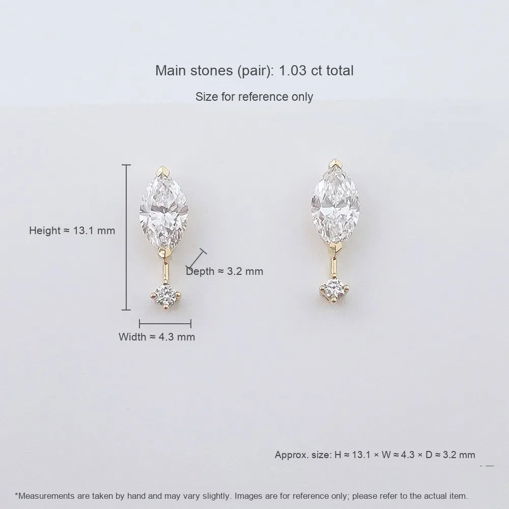0.84 ctw Celestial Marquise-Cut Lab-Grown Diamond Stud Earrings in 18K Yellow Gold