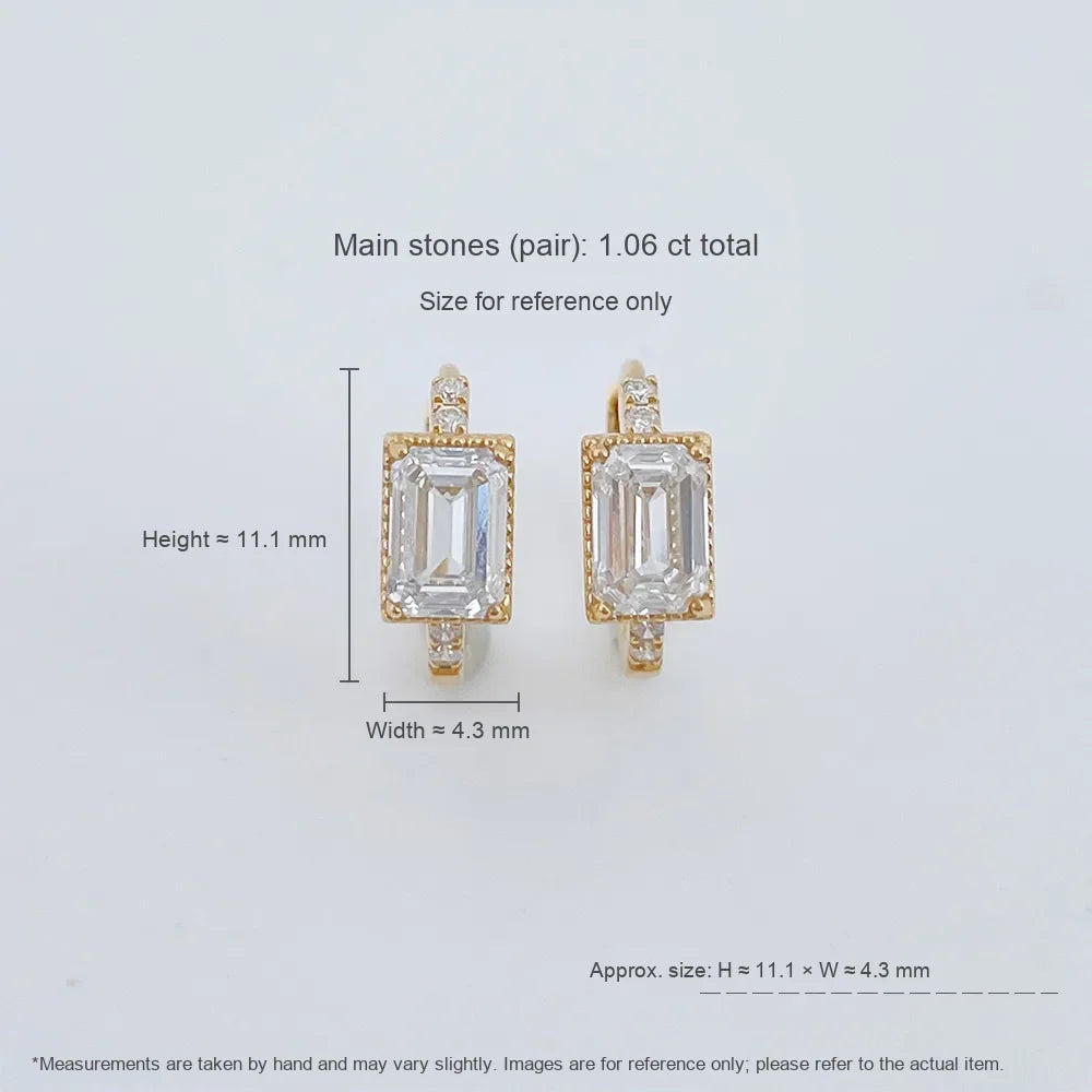 1.09 ctw Celestial Emerald-Cut Lab-Grown Diamond Stud Earrings in 18K Yellow Gold