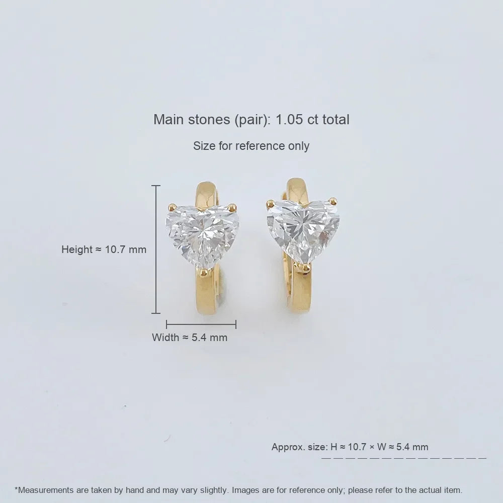 1.07 ctw Three-Prong Heart-Cut Lab-Grown Diamond Earrings in 18K Yellow Gold