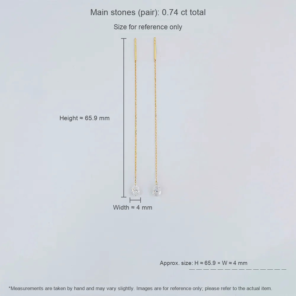 0.67 ctw Minimalist Pear-Cut Lab-Grown Diamond Drop Earrings in 18K Yellow Gold