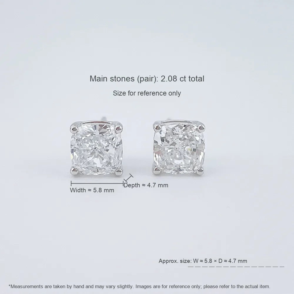 2.04 ctw Minimalist Four-Prong Princess-Cut Lab-Grown Diamond Earrings in PT950 Platinum