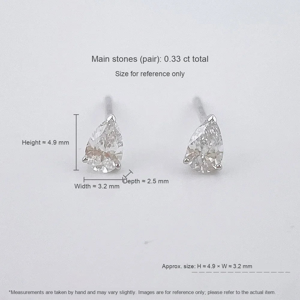 0.31 ctw Minimalist Three-Prong Pear-Cut Lab-Grown Diamond Drop Earrings in 18K White Gold