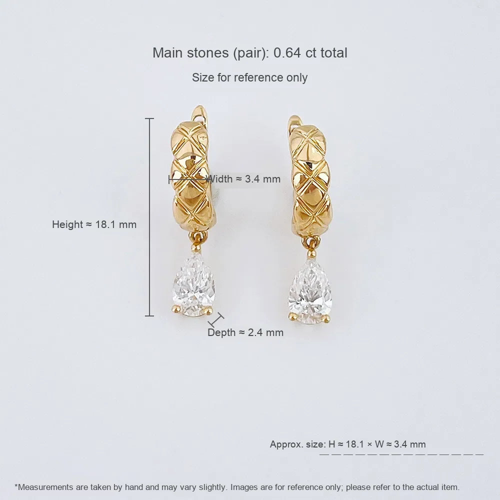 0.66 ctw Vintage Pear-Cut Lab-Grown Diamond Drop Earrings in 18K Yellow Gold