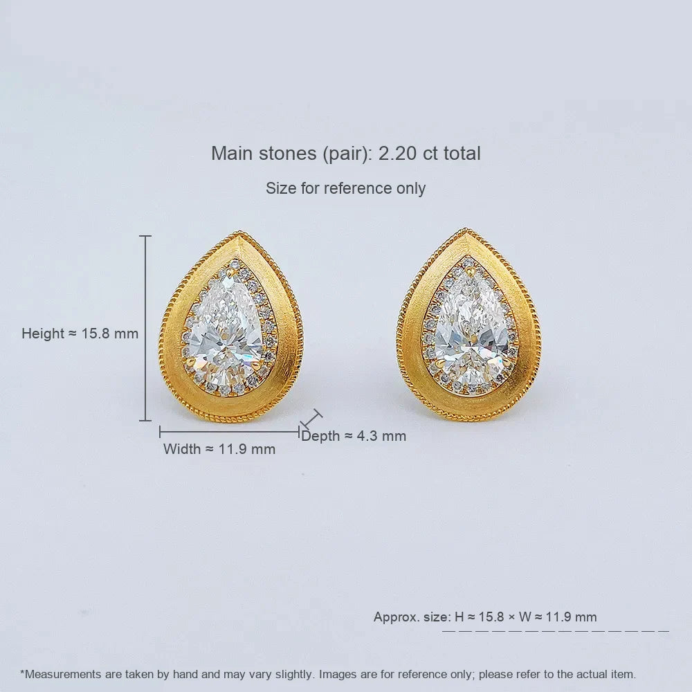 2.2 ctw Celestial Pear-Cut Lab-Grown Diamond Drop Earrings in 18K Yellow Gold