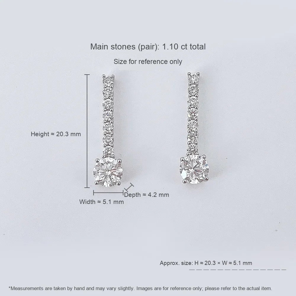 1.03 ctw Round-Cut Lab-Grown Diamond Earrings in 18K White Gold