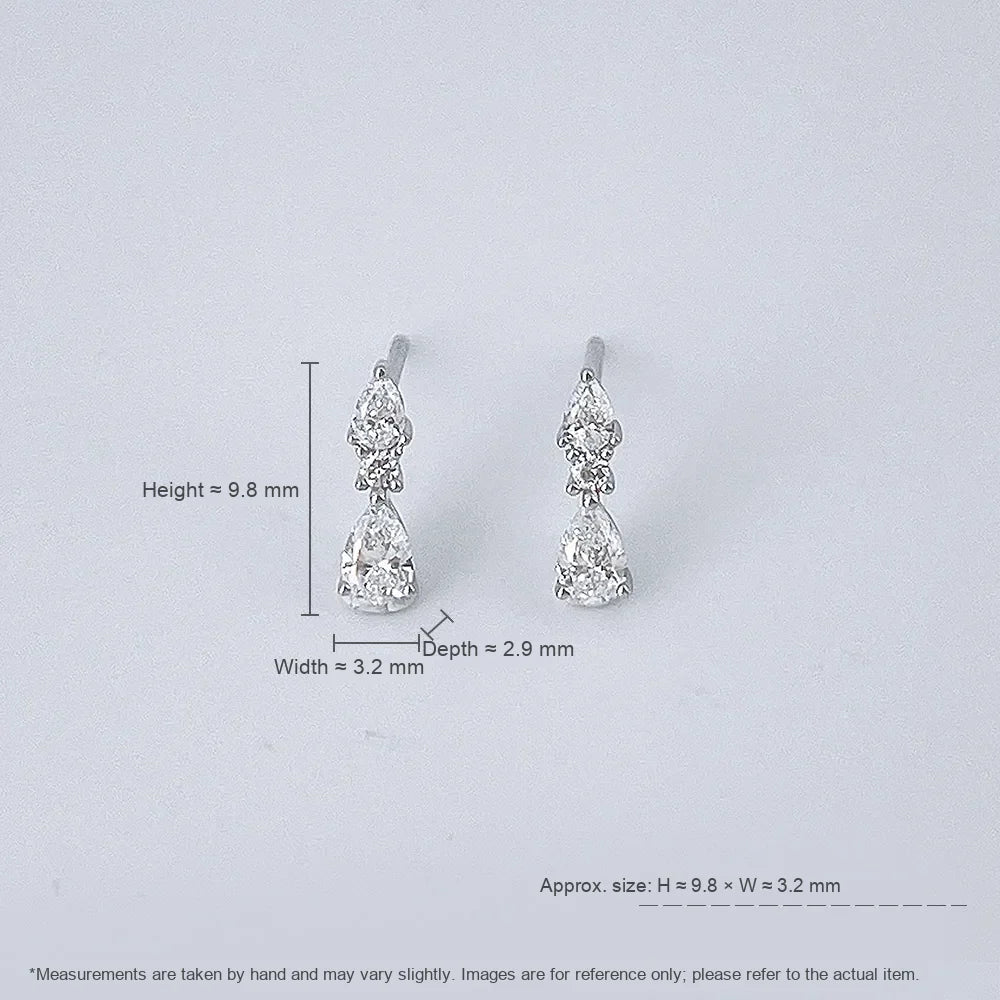 0.38 ctw Minimalist Pear-Cut Lab-Grown Diamond Drop Earrings in 18K White Gold