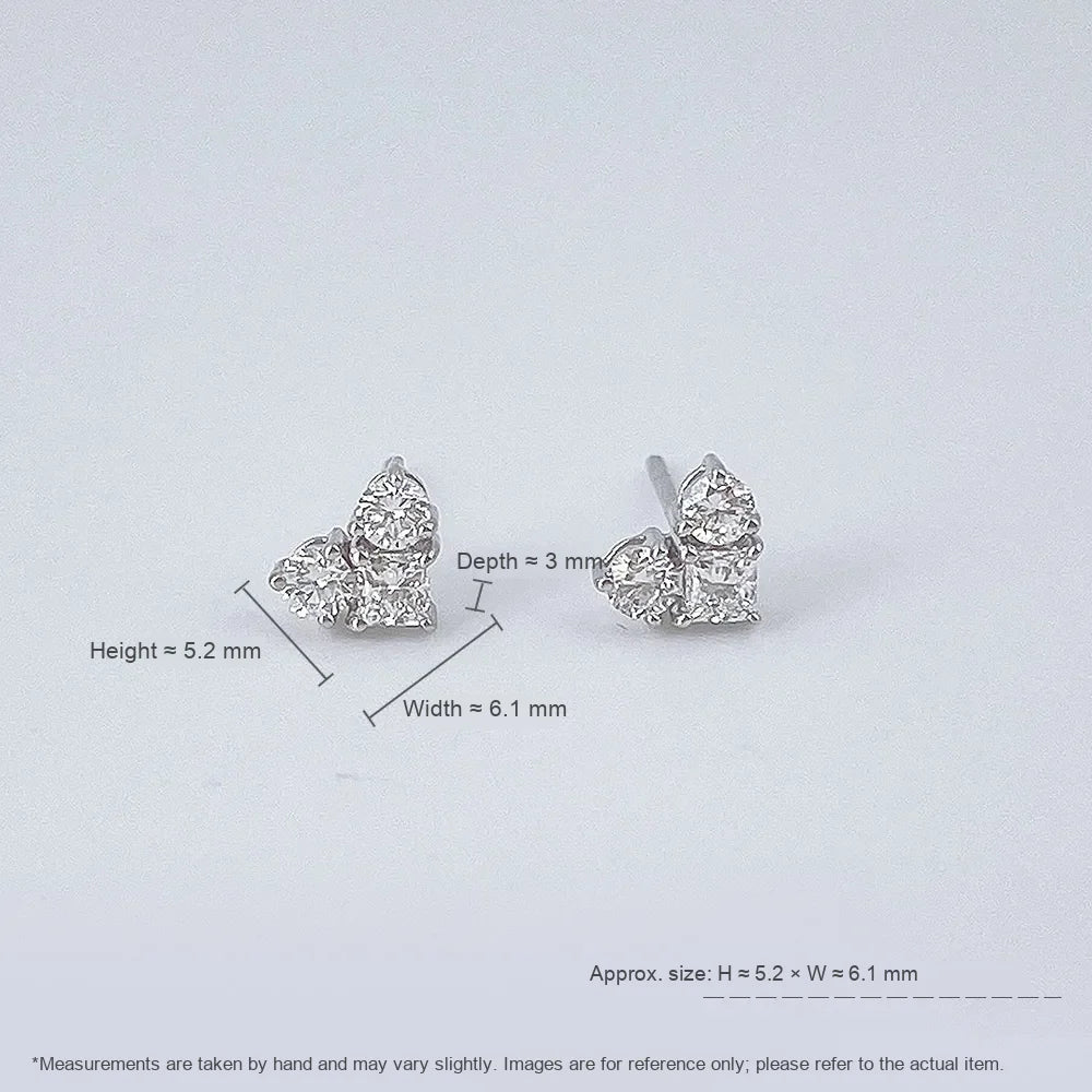 0.47 ctw Three-Stone Heart-Cut Lab-Grown Diamond Earrings in 18K White Gold