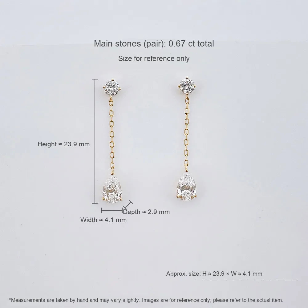 0.63 ctw Celestial Pear-Cut Lab-Grown Diamond Drop Earrings in 18K Yellow Gold
