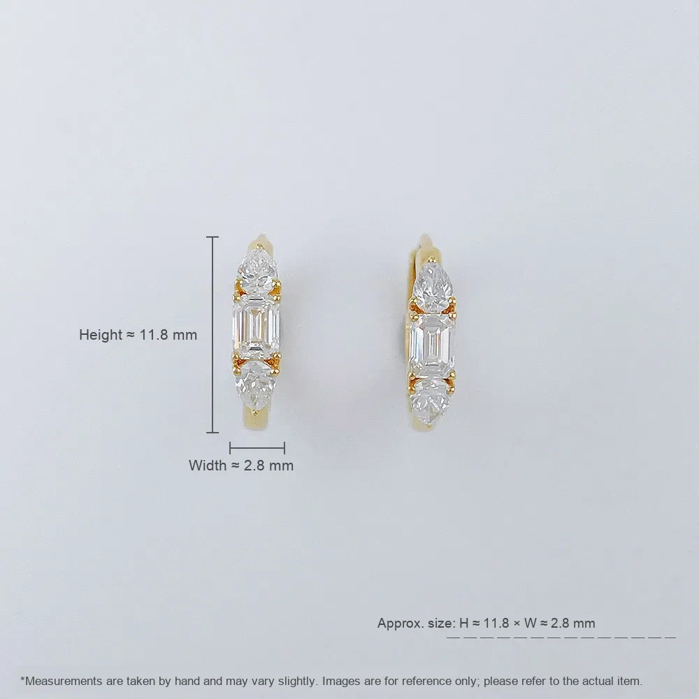 Minimalist Three-Stone Mixed-Cut Lab-Grown Diamond Ear Cuff in 18K Yellow Gold