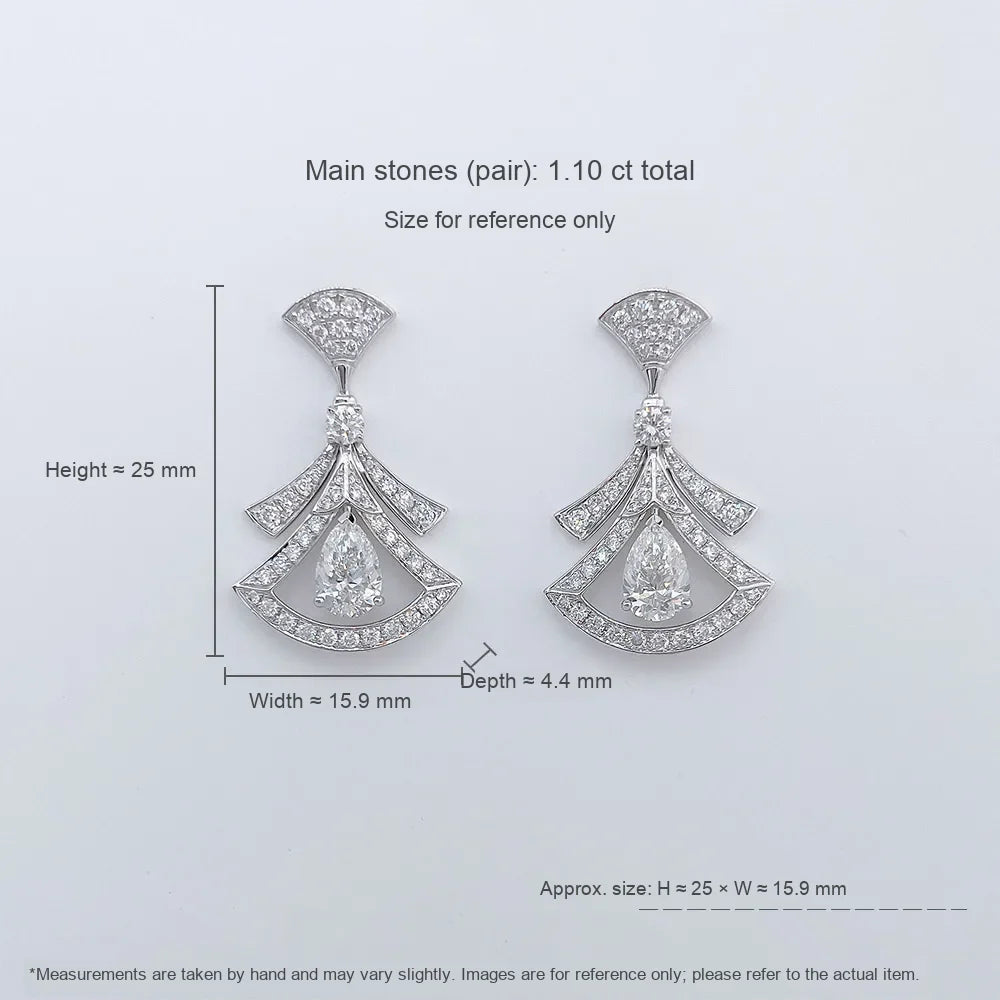 1.05 ctw Pear-Cut Lab-Grown Diamond Drop Earrings in 18K White Gold