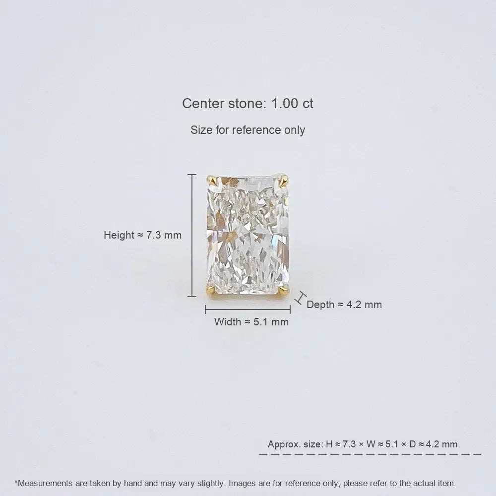 1.02 ctw Minimalist Four-Prong Radiant-Cut Lab-Grown Diamond Earrings in 18K Yellow Gold