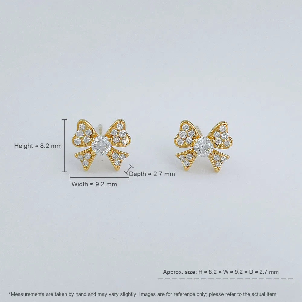 0.23 ctw Bow Pavé Round-Cut Lab-Grown Diamond Stud Earrings in 18K Yellow Gold