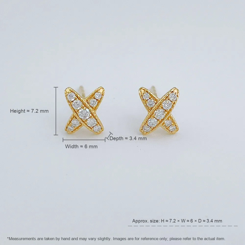 0.18 ctw Cross Round-Cut Lab-Grown Diamond Earrings in 18K Yellow Gold