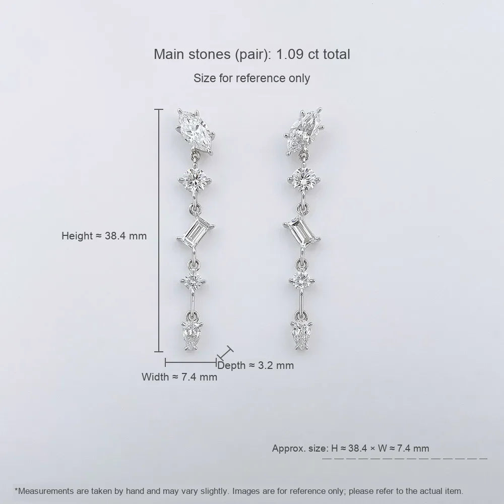 1.09 ctw Statement Mixed-Cut Lab-Grown Diamond Earrings in 18K White Gold