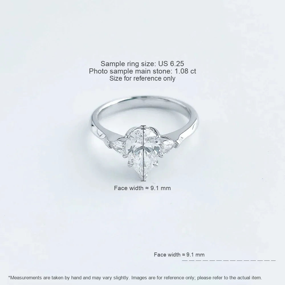 1.1 ct Classic Pear-Cut Lab-Grown Diamond Three-Stone Ring in 18K White Gold