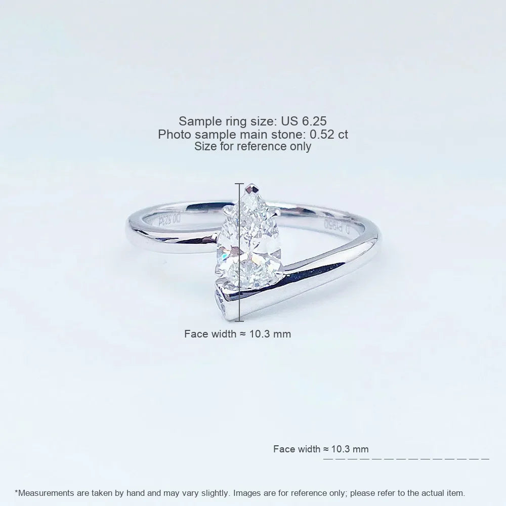 0.56 ct Minimalist Pear-Cut Lab-Grown Diamond Ring in PT950 Platinum