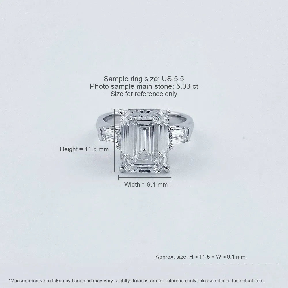 5.03 ct Four-Prong Emerald-Cut Lab-Grown Diamond Ring in PT950 Platinum – APYFR0042-PT