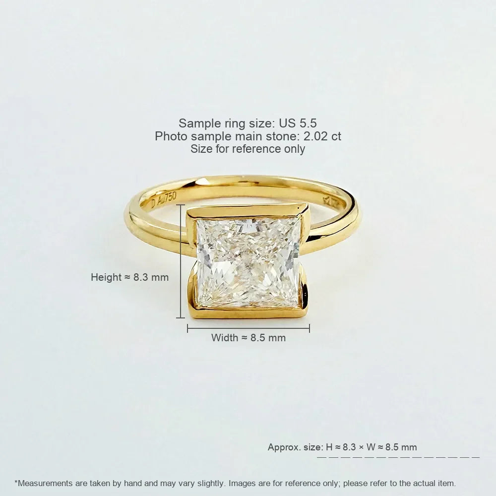 2.03 ct Minimalist Princess-Cut Lab-Grown Diamond Ring in 18K Yellow Gold – APYFR0078-Y