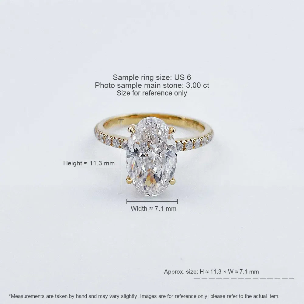 3.1 ct Statement Oval-Cut Lab-Grown Diamond Ring in 18K Yellow Gold
