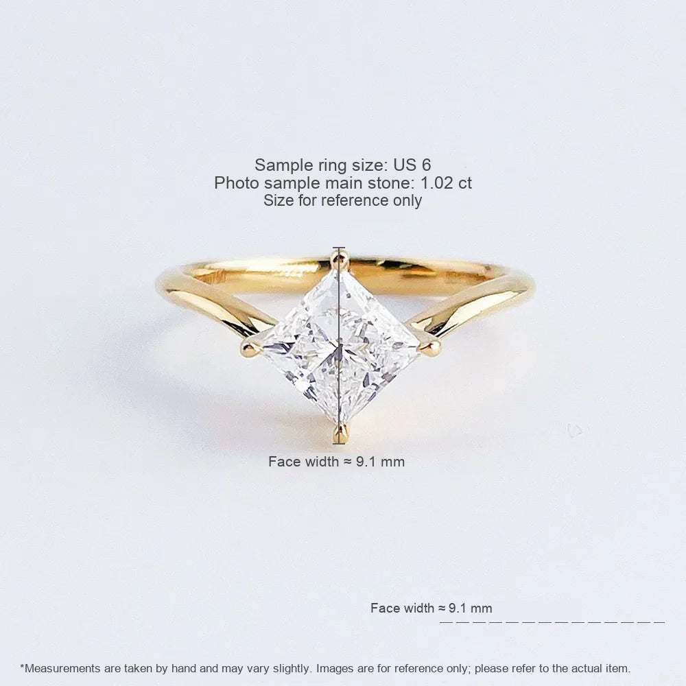 1.03 ct Geometric Four-Prong Princess-Cut Lab-Grown Diamond Ring in 18K Yellow Gold
