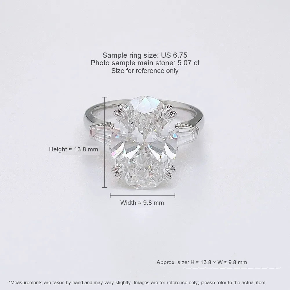 5.04 ct Oval-Cut Lab-Grown Diamond Three-Stone Ring in 18K White Gold – APYFR0143-W