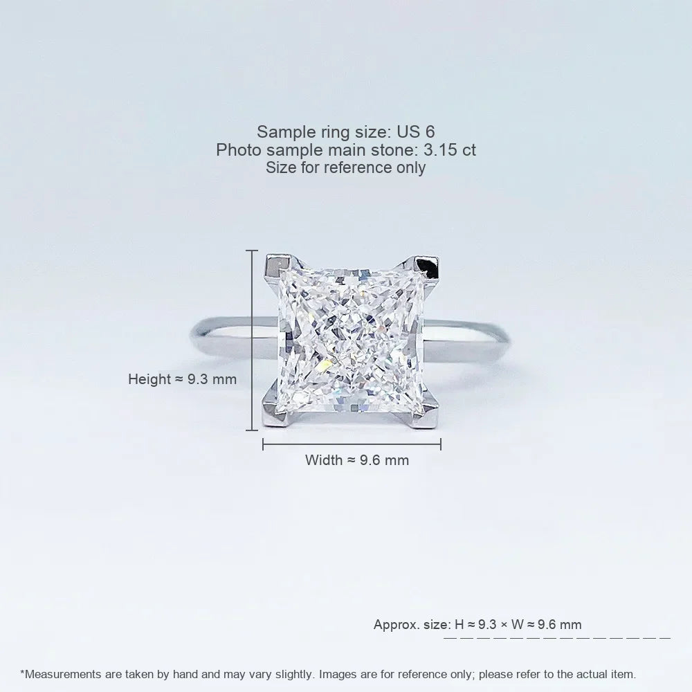 3.02 ct Minimalist Four-Prong Princess-Cut Lab-Grown Diamond Ring in PT950 Platinum – APYFR0146-PT