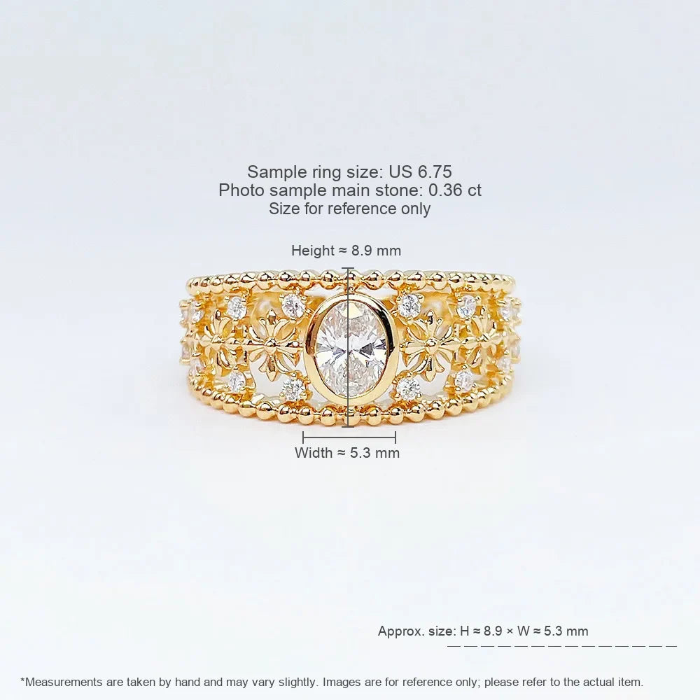 0.36 ct Floral Oval-Cut Lab-Grown Diamond Ring in 18K Yellow Gold