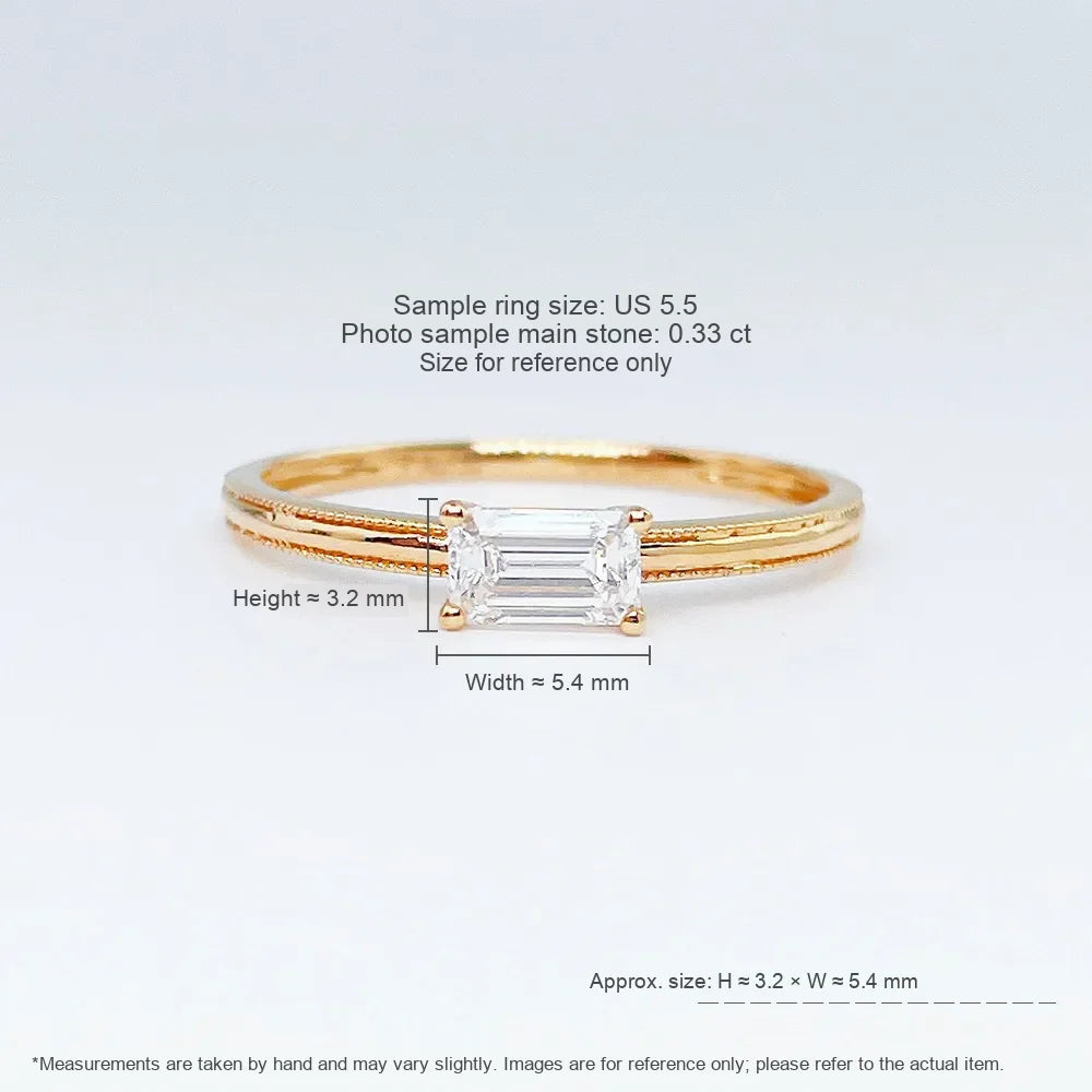 0.32 ct Minimalist Emerald-Cut Lab-Grown Diamond Ring in 18K Yellow Gold – APYFR0183-Y