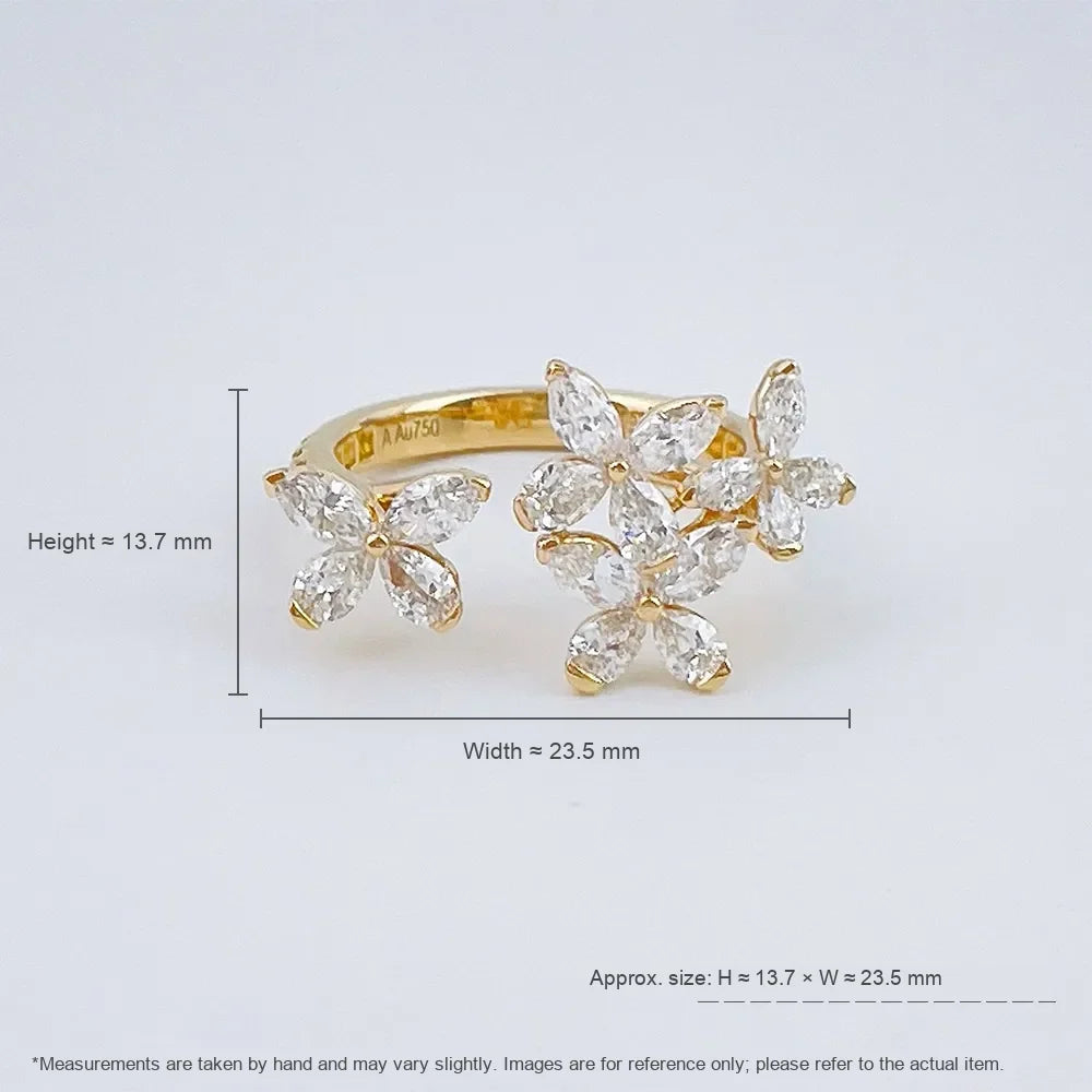 1.78 ctw Floral Mixed-Cut Lab-Grown Diamond Open Ring in 18K Yellow Gold