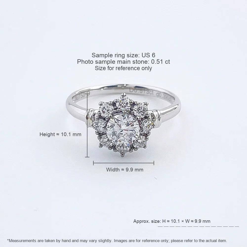 0.52 ct Crown Round-Cut Lab-Grown Diamond Ring in 18K White Gold – APYFR0236-W