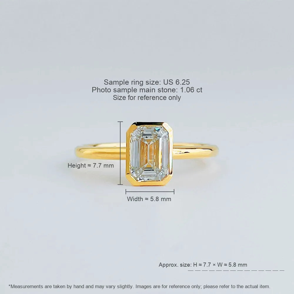 1.07 ct Geometric Emerald-Cut Lab-Grown Diamond Ring in 18K Yellow Gold