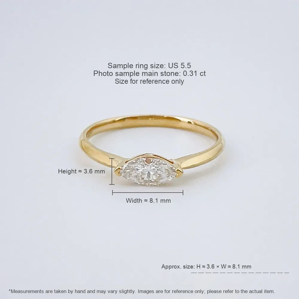 0.33 ct Minimalist Marquise-Cut Lab-Grown Diamond Ring in 18K Yellow Gold – APYFR0250-Y