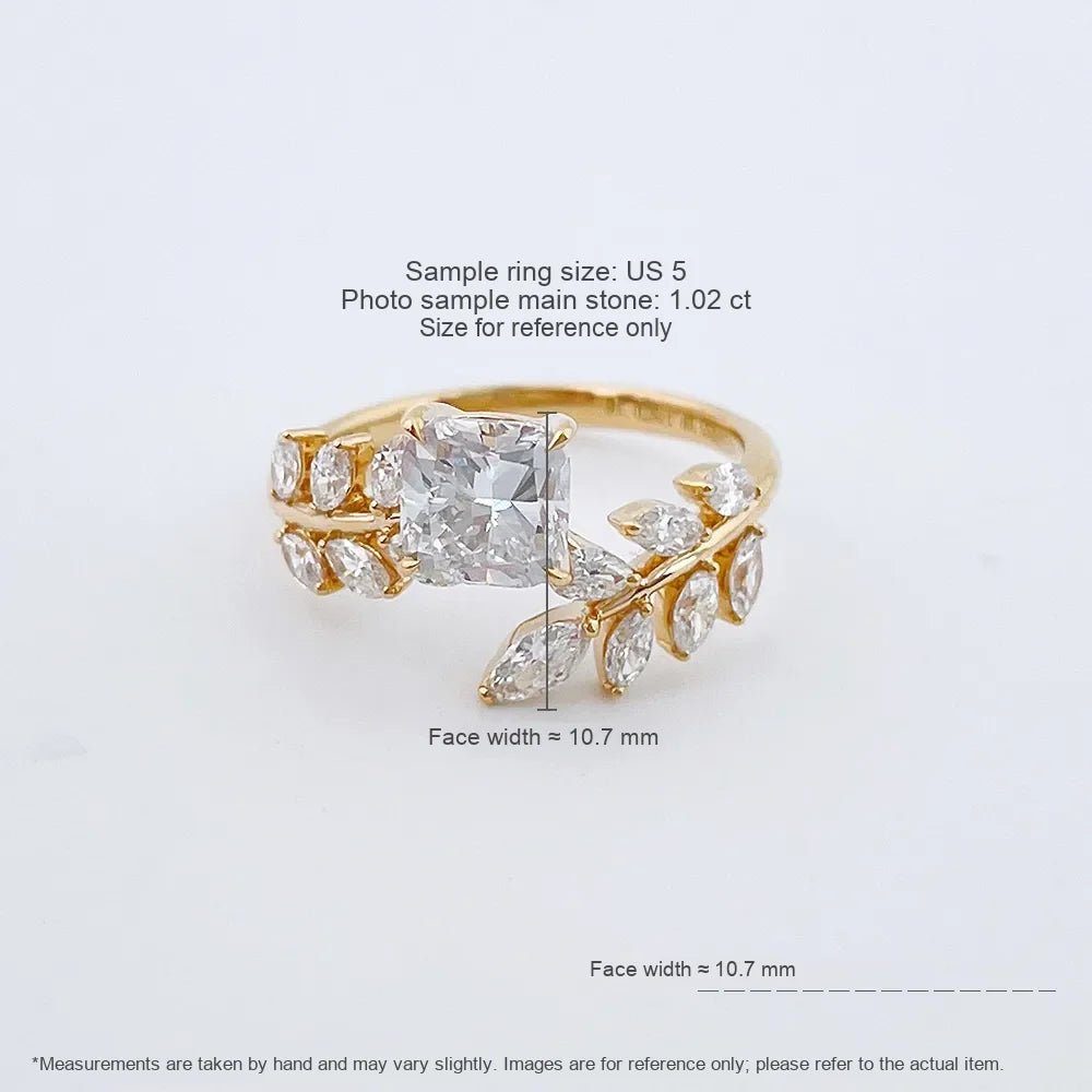 1.03 ct Botanical Princess-Cut Lab-Grown Diamond Ring in 18K Yellow Gold