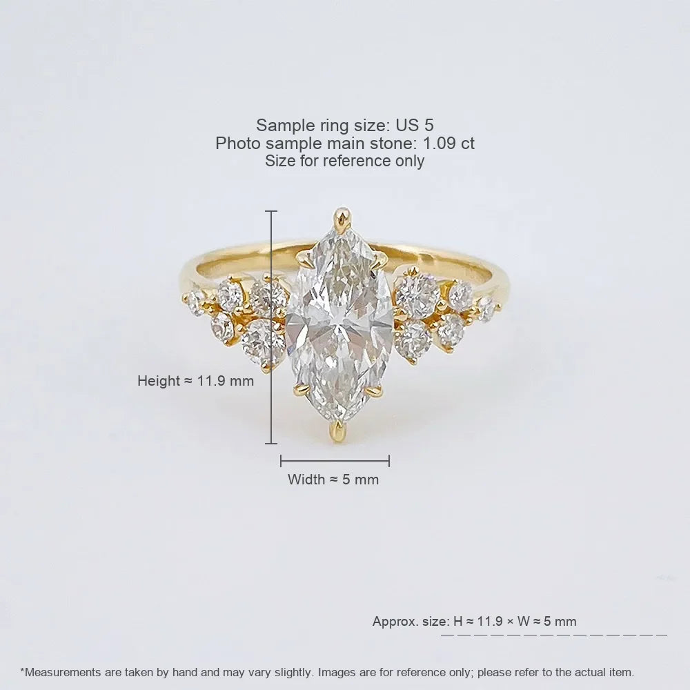 1.08 ct Floral Cluster Marquise-Cut Lab-Grown Diamond Ring in 18K Yellow Gold