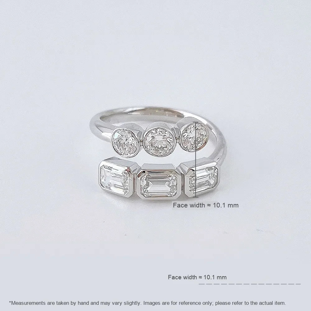 1.48 ctw Mixed-Cut Lab-Grown Diamond Open Ring in 18K White Gold