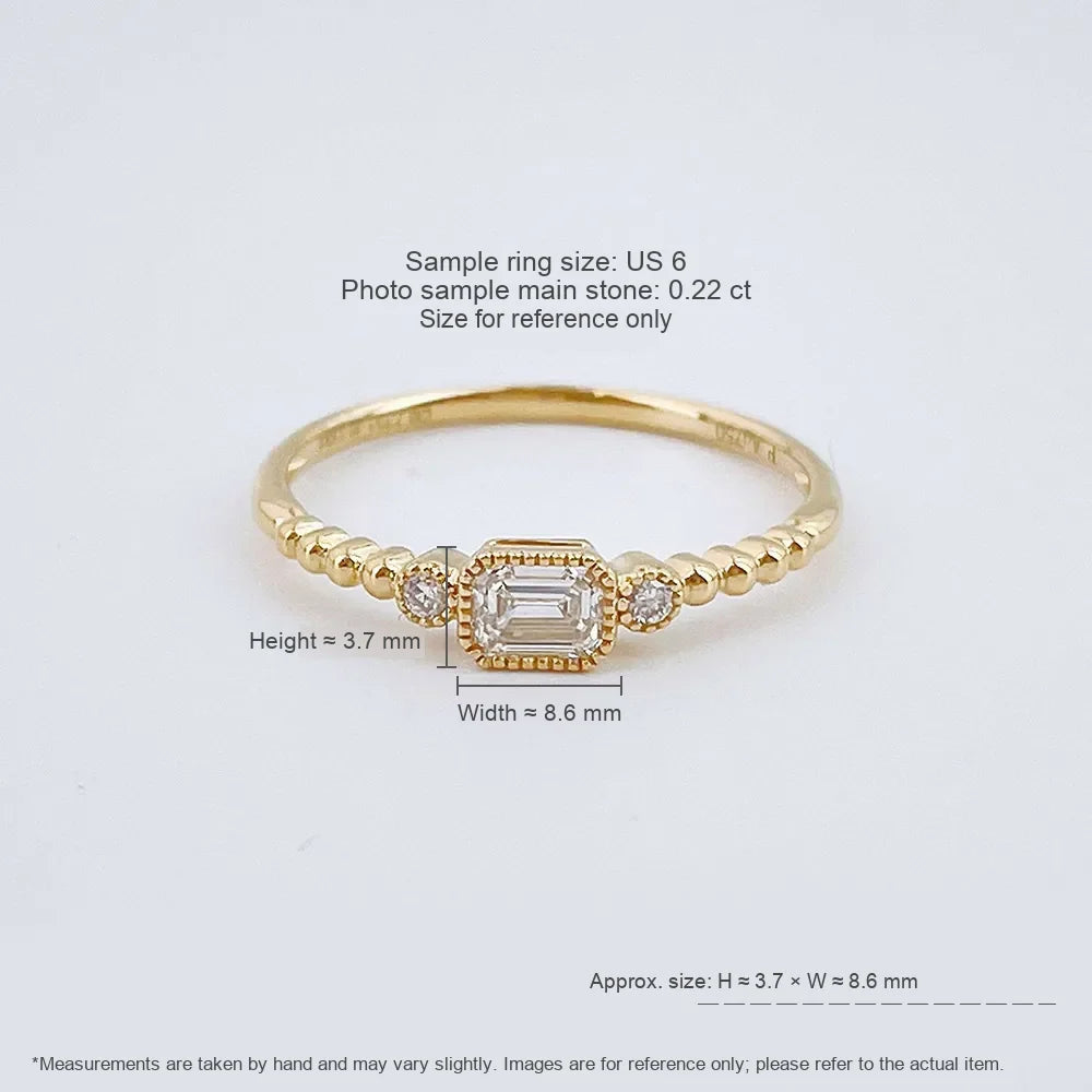 0.22 ct Celestial Emerald-Cut Lab-Grown Diamond Ring in 18K Yellow Gold – APYFR0347-Y