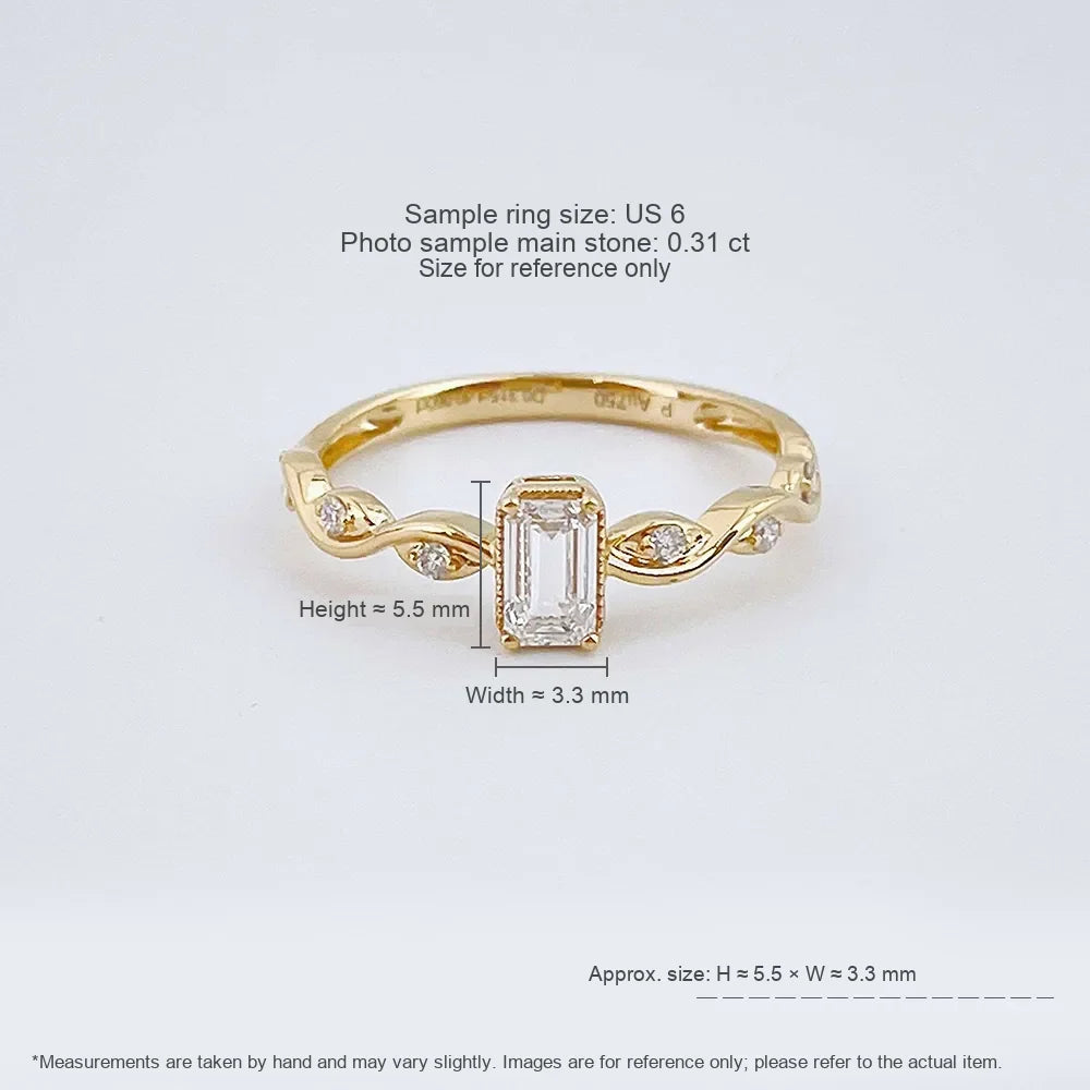 0.32 ct Celestial Emerald-Cut Lab-Grown Diamond Ring in 18K Yellow Gold – APYFR0352-Y