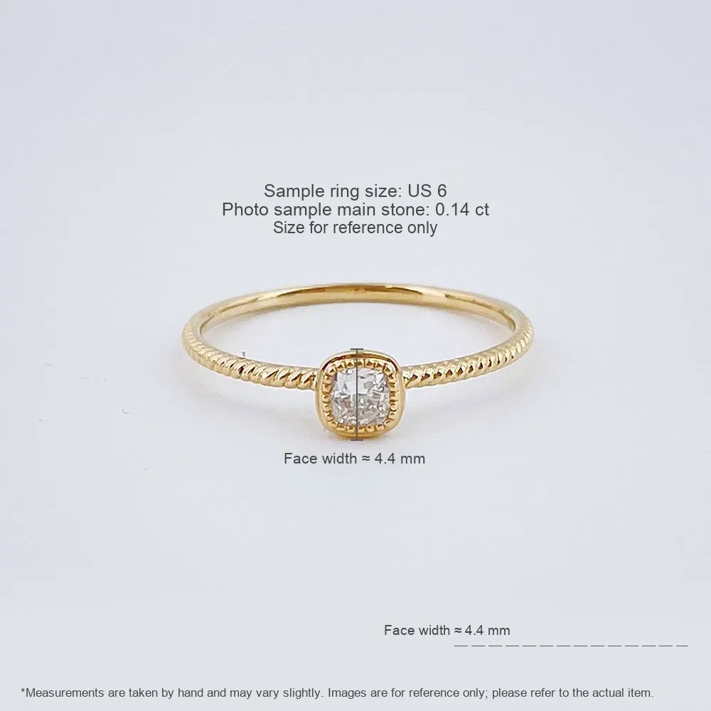 0.14 ct Vintage Cushion-Cut Lab-Grown Diamond Ring in 18K Yellow Gold