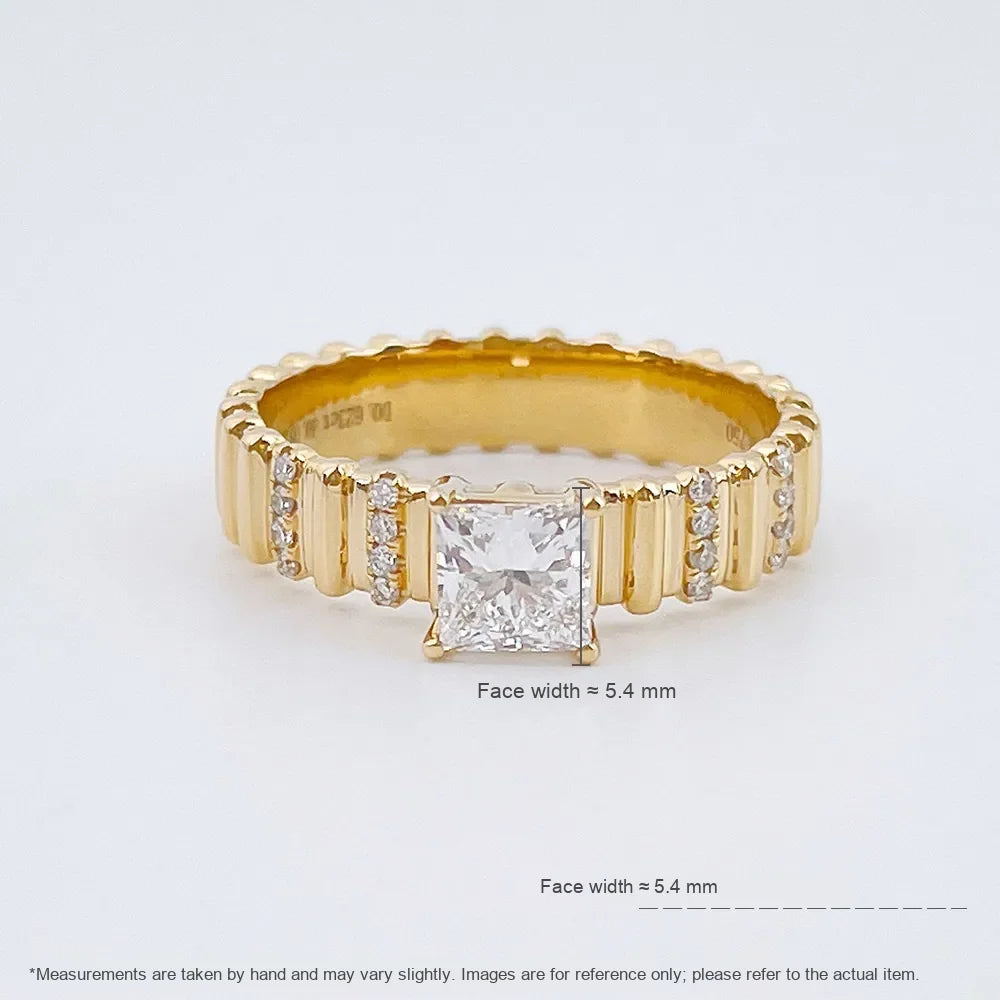 0.63 ct Vintage Princess-Cut Lab-Grown Diamond Ring in 18K Yellow Gold – APYFR0378-Y